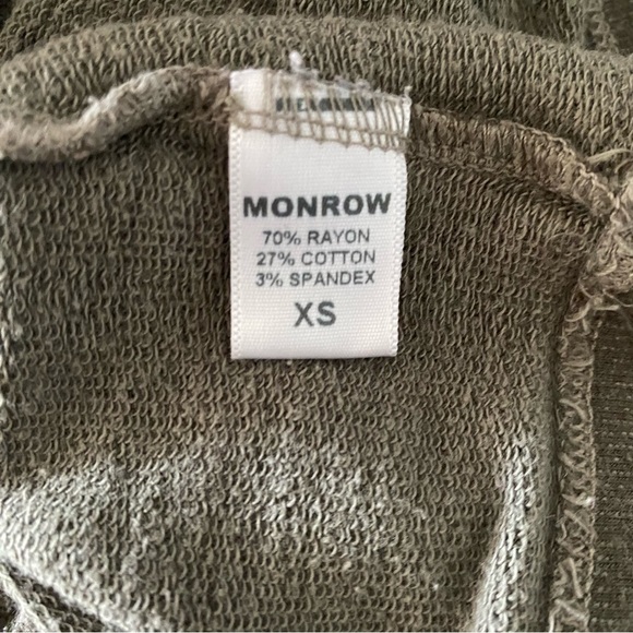FINAL PRICE Monrow olive green ribbed sleeve crewneck pullover size extra small - Picture 4 of 4